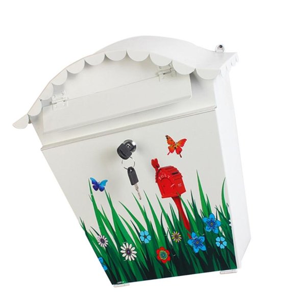 Weatherproofed Iron Mailbox Outdoor Hanging With Artistic Bird Grass Engraving Easy Installation Garden Decoration