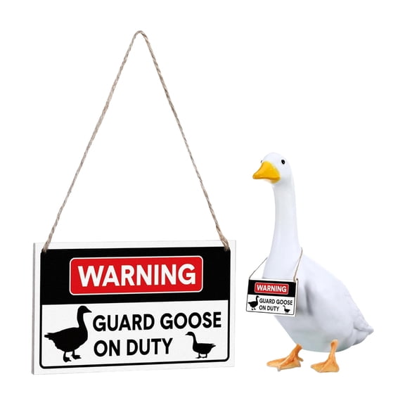 Playful Wooden Security Plaques with Gooses Illustrations Decorative Watch Gooses for Patios Entryway Protecting