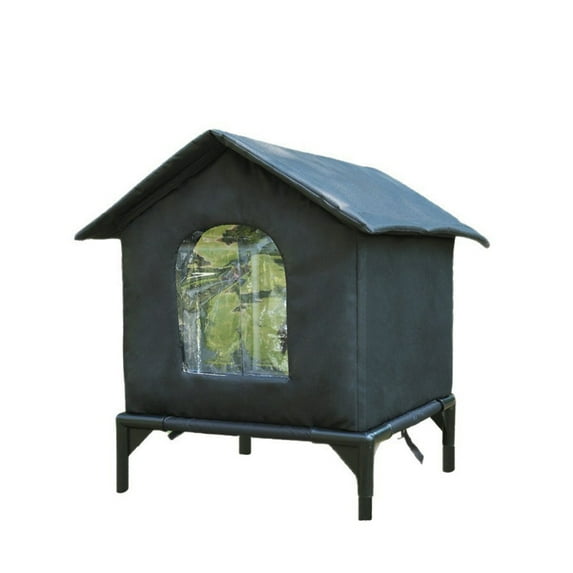 Weatherproofs Cats Houses for Outdoor Cats,Insulated Ferals Shelter Raised Base Easy to Assemble Indoor Condo