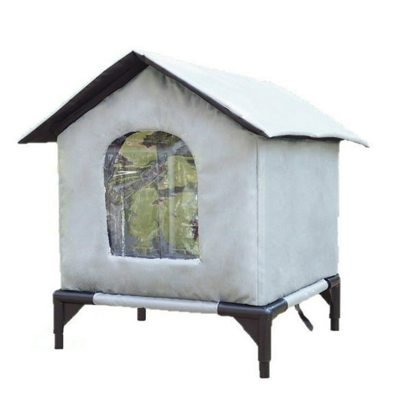 Weatherproofs Cats Houses for Outdoor Cats,Insulated Ferals Shelter Raised Base Easy to Assemble Indoor Condo