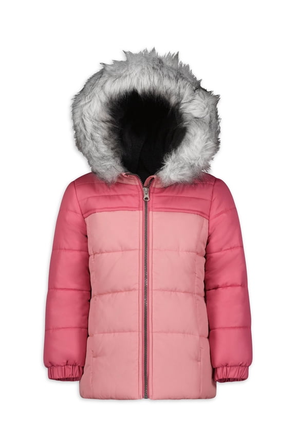 Weathertamer Girls Hooded Colorblock Winter Puffer Coat, Sizes 4-16