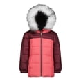 thumbnail image 1 of Weathertamer Girls Hooded Colorblock Winter Puffer Coat, Sizes 4-16, 1 of 3
