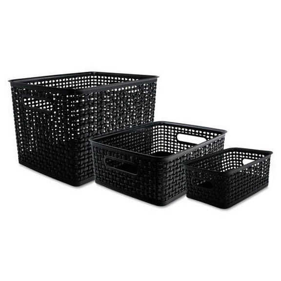 Weave Bins, 13.63 X 10.75 X 9, Black, 3/pack | Bundle of 2 Packs