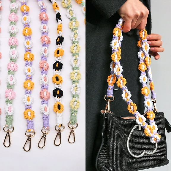 Weave Daisy Universal Cell Phone Lanyard, 51 inch Boho Flower Handmade Crossbody Lanyards Shoulder Neck Strap for Phones Case, Car Keys Keychain, AirPods, ID Card Badge Holder