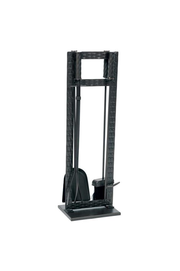 Weave Design Fireplace Tool Set, Black - 5 Piece