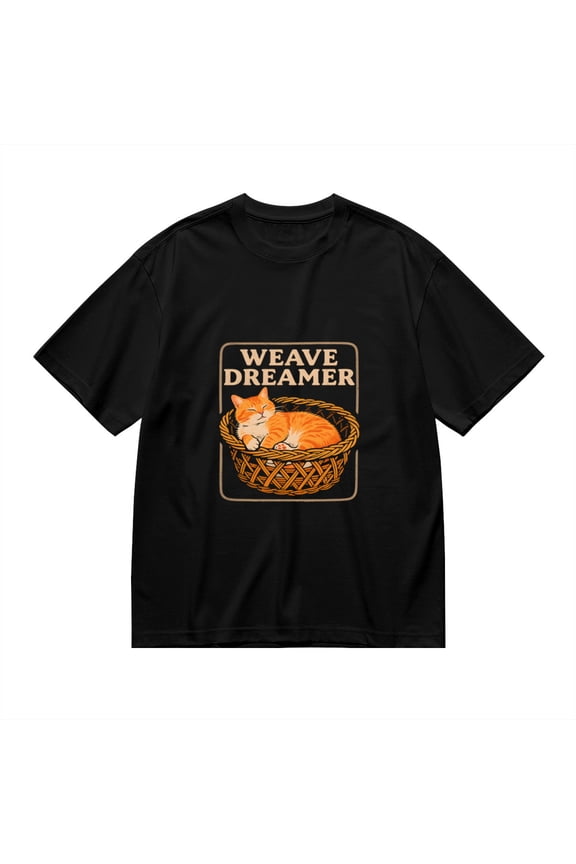 Weave Dreamer,cat In Woven Basket Print, T Shirt for Men, Vintage Graphic Tees Men, 23686663,M