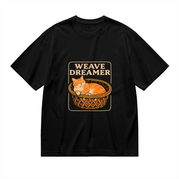 Weave Dreamer,cat In Woven Basket Print, T Shirt for Men, Vintage Graphic Tees Men, 23686663,S