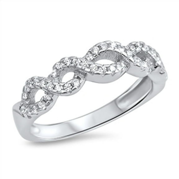 Weave Infinity Designer White Cubic Zirconia Wedding Ring 925 Sterling Silver Jewelry Female Size 9