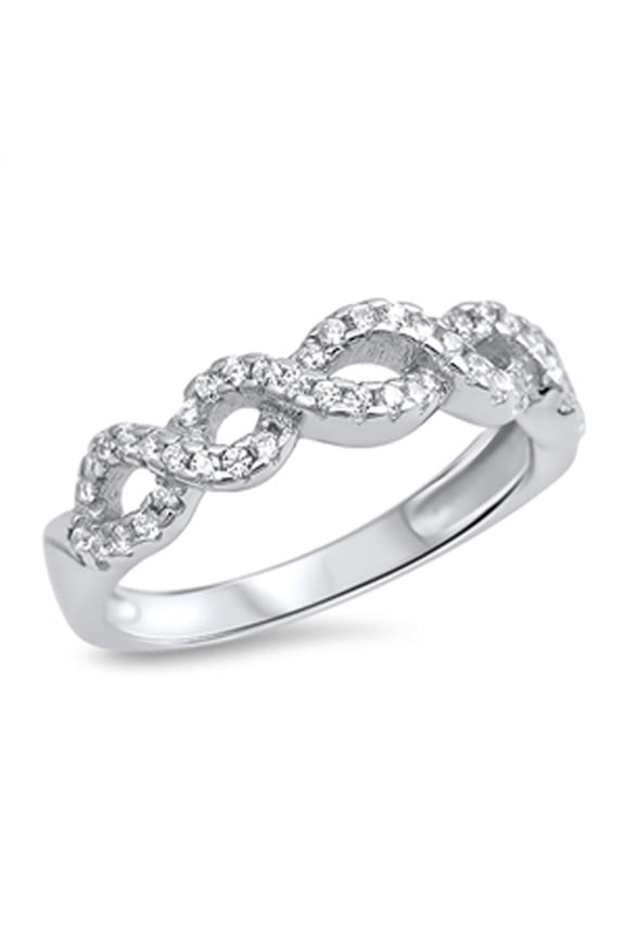 Weave Infinity Designer White Cubic Zirconia Wedding Ring 925 Sterling Silver Jewelry Female Size 9
