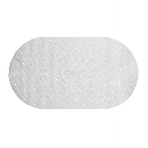 Weave Look Vinyl Bath Tub Mat, Size 15"x27" in White