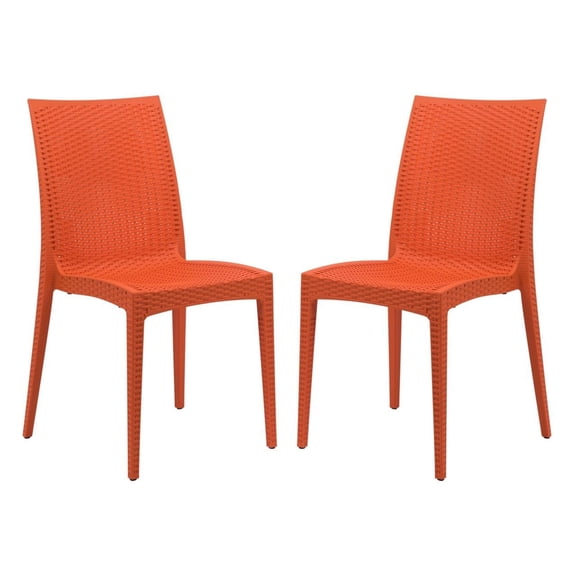 Weave Mace Indoor Outdoor Dining Chair (Armless), Set Of 2 - Orange
