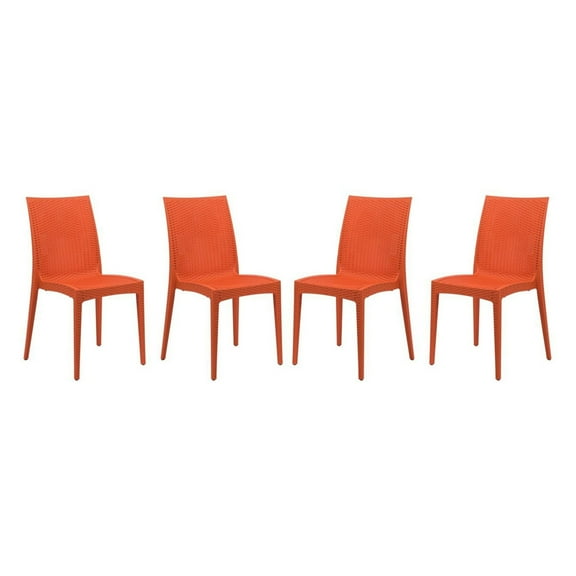 Weave Mace Indoor Outdoor Dining Chair (Armless), Set Of 4 - Orange