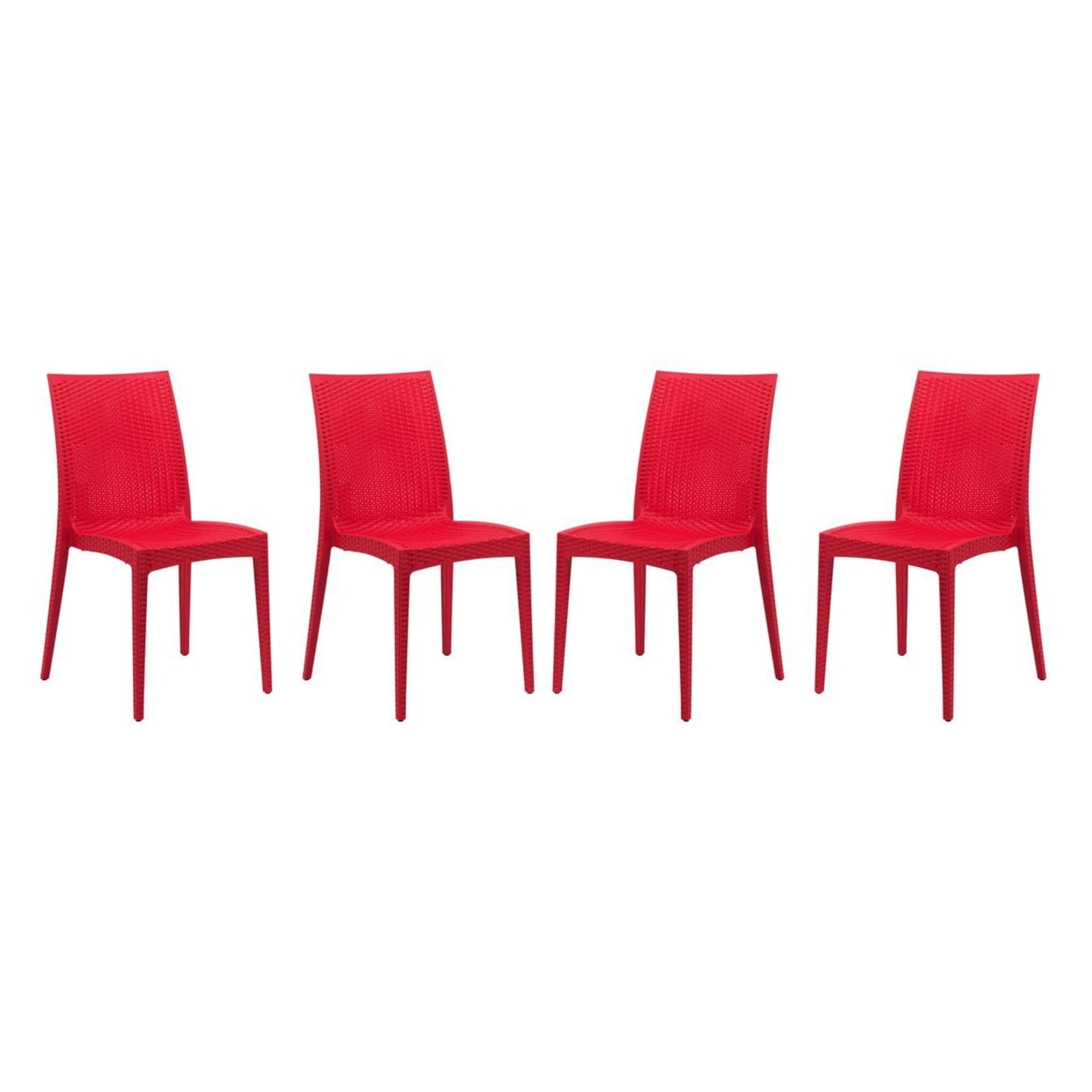 Weave Mace Indoor Outdoor Dining Chair (Armless), Set Of 4 - Red