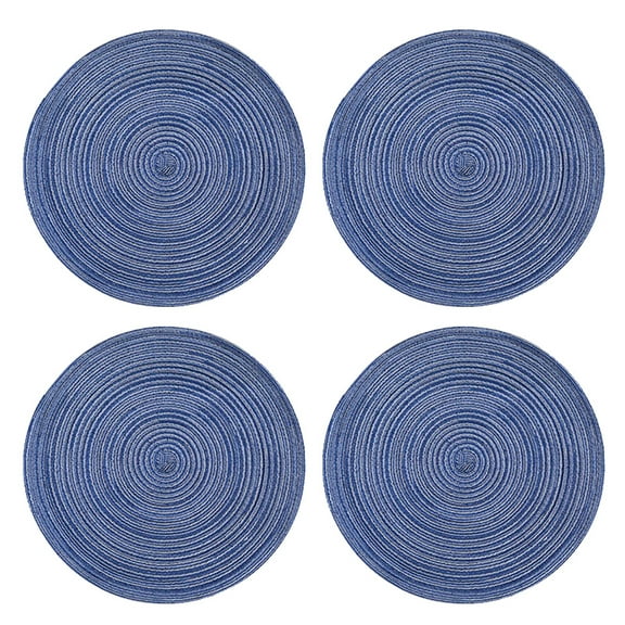 Weave Mat Round Hot Pads for Kitchen Thread Potholders for Hot Dishes/Pot/Bowl/Hot Pot (4 Pack) - Dark blue