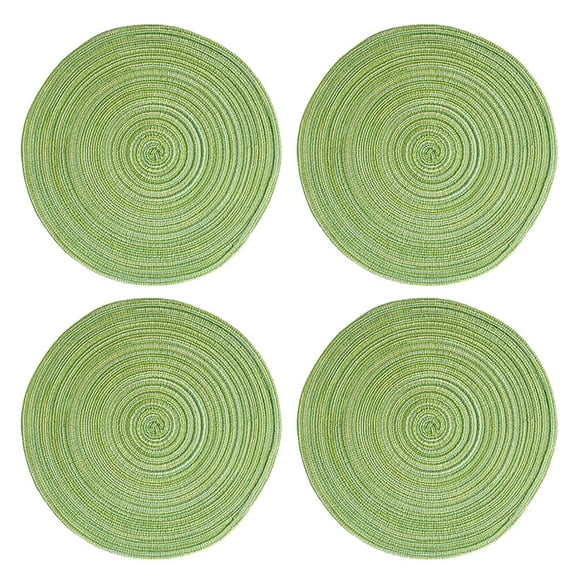 Weave Mat Round Hot Pads for Kitchen Thread Potholders for Hot Dishes/Pot/Bowl/Hot Pot (4 Pack) - Seaweed green