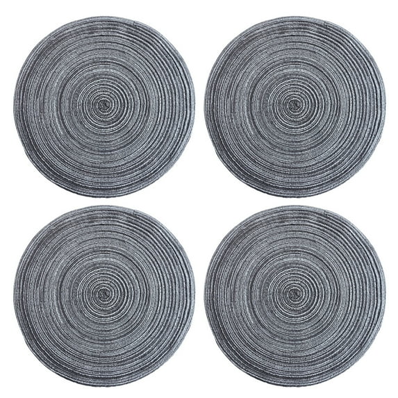 Weave Mat Round Hot Pads for Kitchen Thread Potholders for Hot Dishes/Pot/Bowl/Hot Pot (4 Pack) - Silver wire black gray