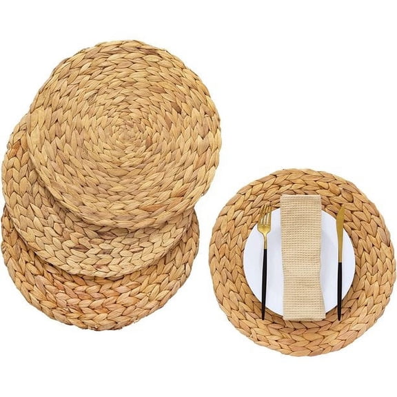 Weave Placemat Round Braided Rattan Tablemats 11.81'' x 4pc