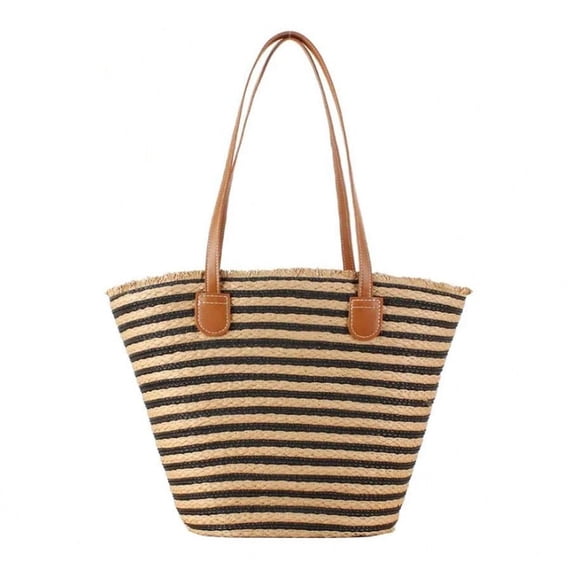 Weave Straw Tote Bag Women Large Woven Bags Straw Beach Tote Purse Summer Handwoven Shoulder Bag(Brown)