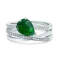 thumbnail image 1 of Weave Teardrop Pear Twist Infinity Shank Wedding Bridal Piece Ring Simulated Green Emerald CZ 925 Sterling Silver size 9, 1 of 5