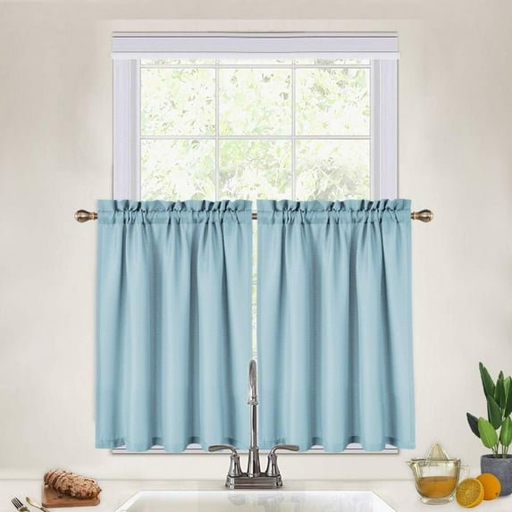 Weave Textured Short Curtain for Bathroom Waterproof Window Covering Kitchen Cafe Curtains