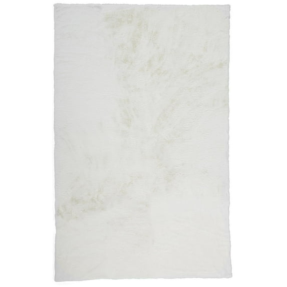 Weave & Wander Len White 5' x 6'-6" Shaped Area Rug