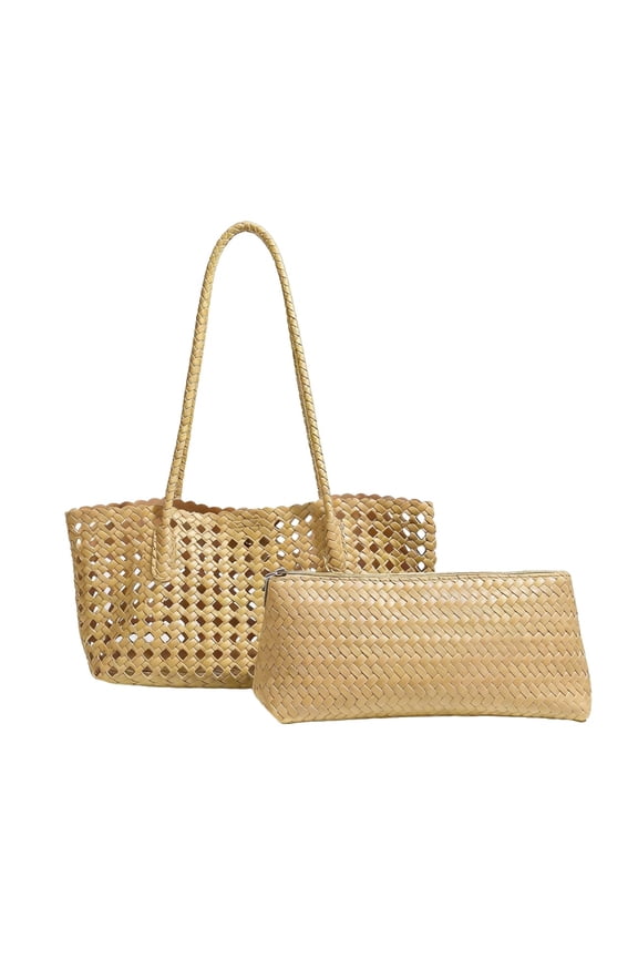 Handwoven Straw Tote Bag for Women Summer Beach Y2K Shoulder Purse Handmade Top Handle