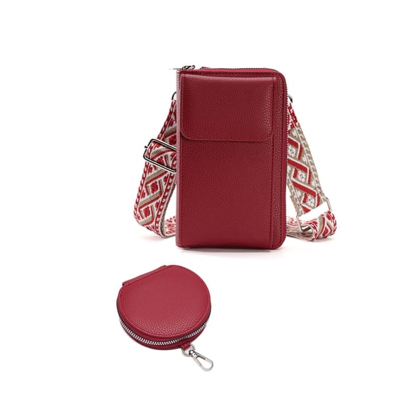 WeaveCC PU Leather Crossbody Phone Bag with Card Slots Coin Purse Set Adjustable Strap Wallet Gift for Women