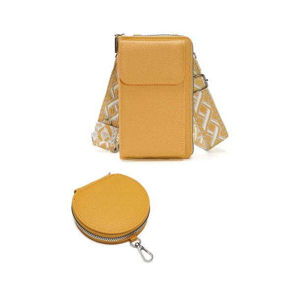WeaveCC PU Leather Crossbody Phone Bag with Card Slots Coin Purse Set Adjustable Strap Wallet Gift for Women