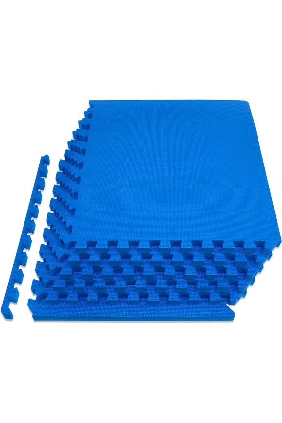 Weaved Pattern Extra Thick Exercise Puzzle Mat -inch, EVA Foam Interlocking Tiles for Protective, Cushioned Flooring for Home and Gym Equipment; Blue, 24 SQ FT, 6 Tiles