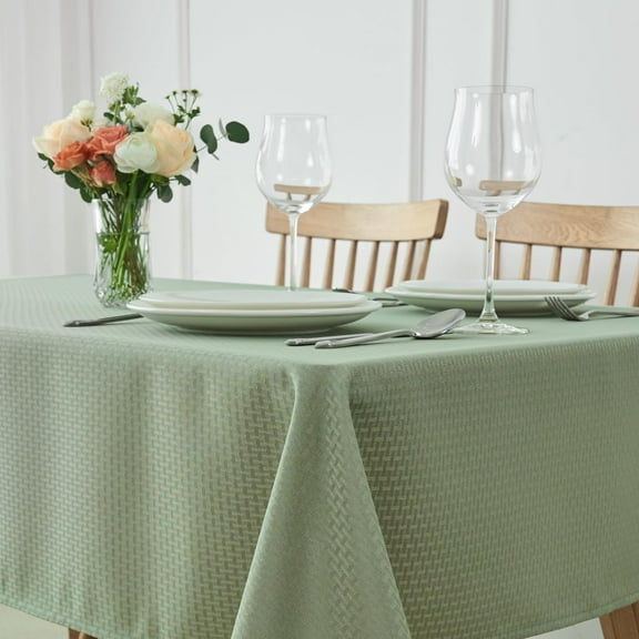 Weaved Texture Tablecloth Water Resistance Antiwrinkle Spillproof Soft Washable Table Cloth For Dining Room Buffet Banquet Parties Holiday Dinner Rectangular 60 X 108 Inch Sage Green