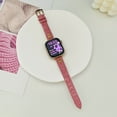 thumbnail image 1 of Weaven Texture PU Leather Watch Strap for Apple Watch Band 42mm 44mm 45mm 49mm Women and Girls, Watch Replacement Bands with Plating Flower Design for iWatch Series 9/8/7/6/5/4/SE/3/2/1/Ultra, Pink, 1 of 10