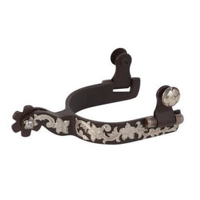 Weaver Leather Antiqued Ladies' Spurs with German Silver Floral Trim - 1-1/2" Shank, 6-Point Rowel
