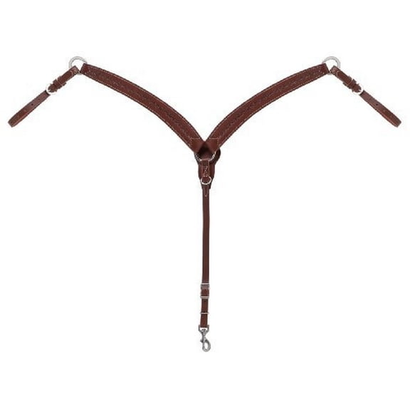 Weaver Barbed Wire Hand Tooled Leather Contoured Breast Collar W/ Center Ring