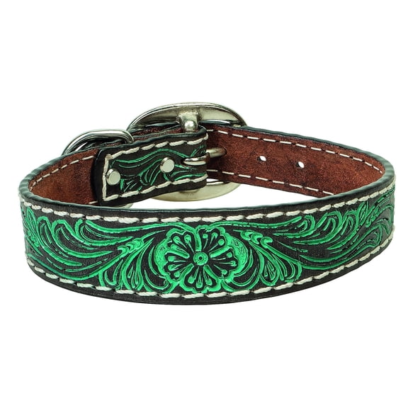 Weaver Pet Carved Flower Dog Collar - Stylish & Durable 1" x 21"