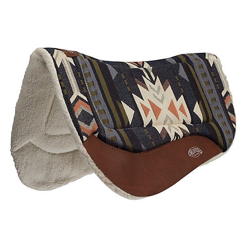 Weaver Leather Barrel Fleece Saddle Pad - 28" Contoured Fit Santa Fe - Navy/Off White