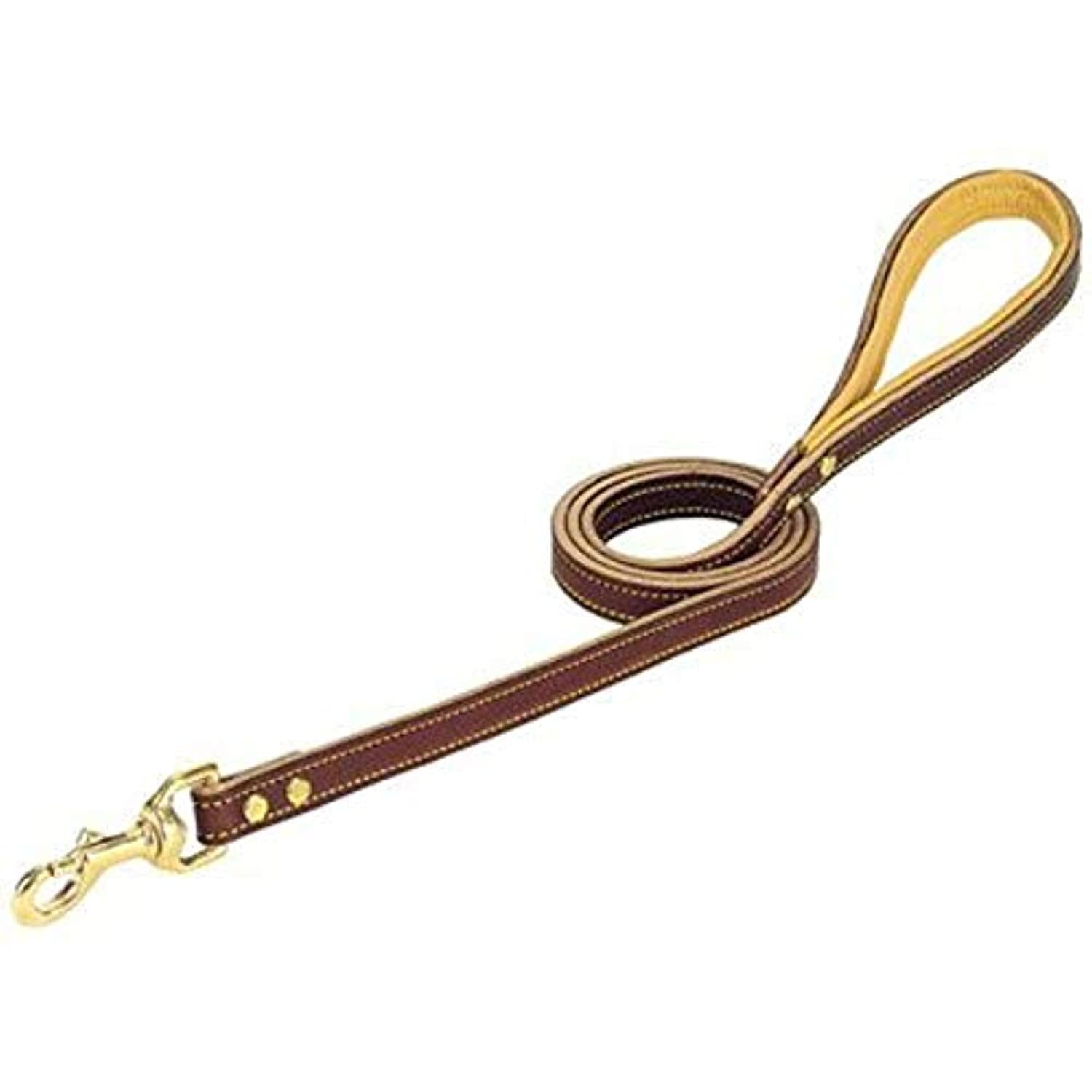 Weaver Leather Deer Ridge Dog Leash - Deerskin Lined Sunset Harness Leather with Solid Brass Hardware 5/8" x 6'