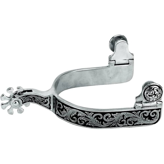 Weaver Equine Men's Engraved Spurs - Stainless Steel Horse Riding Spurs