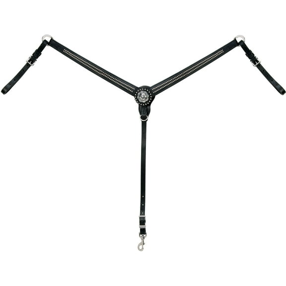 Weaver Leather Back in Black Tapered Ring-in-Center Breast Collar 40-0892-BK