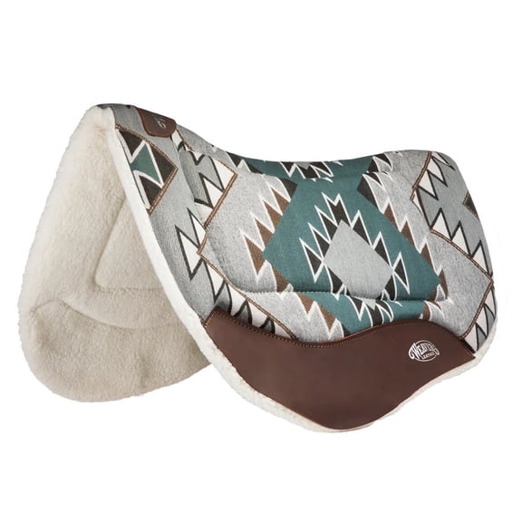 Weaver Leather Barrel Fleece Saddle Pad - 28" Contoured Fit Southwest - Mallard Green/Gray