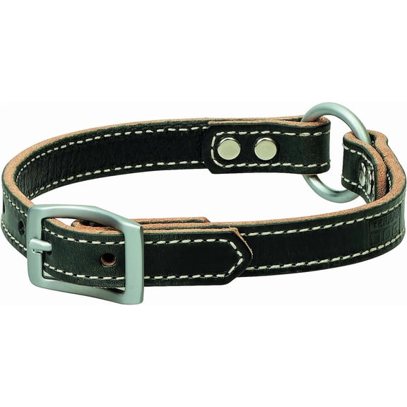 Weaver Leather Bridle Leather Ring-In-Center Dog Collar Black (Sell out) 3/4" x 15"
