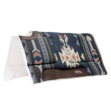 Weaver Leather Built-Up Fleece Western Saddle Pad for High Withers - 32" x 32" Santa Fe - Navy/Off White