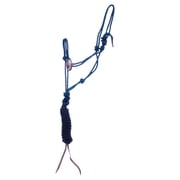 Weaver Leather Diamond Braid Rope Halter and Lead, Black/Hurricane Blue