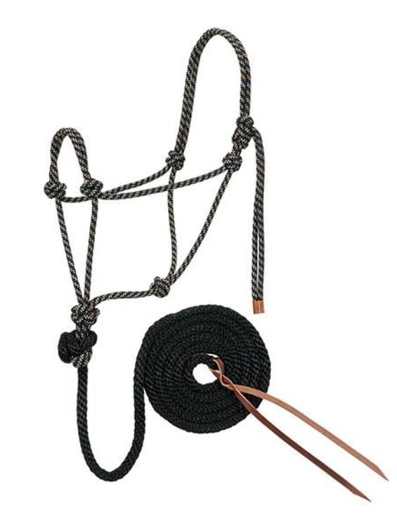Weaver Leather Diamond Braid Rope Halter w/10ft Lead Black/Tan/White ...
