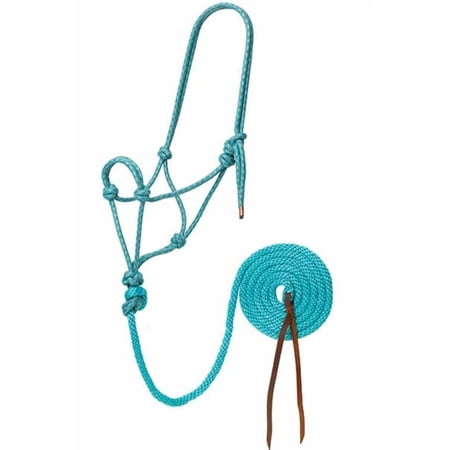 Weaver Leather Diamond Braided Rope Halter w/10ft Lead Turq/Brown/Tan
