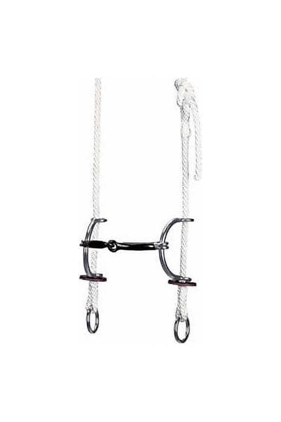 Nylon Rope Gag Bridle | Stitched Latigo Ear | 5" Smooth Sweet Iron Snaffle Sliding Bit