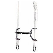 Weaver Leather Nylon Rope Gag Bridle | Stitched Latigo Ear | 5" Smooth Sweet Iron Snaffle Sliding Bit