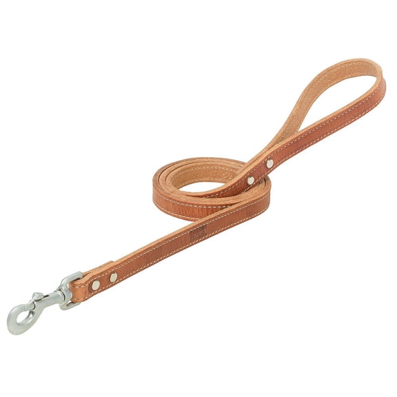 Weaver Leather Dog Leash: Natural Russet, Premium Harness Leather 1" x 6'