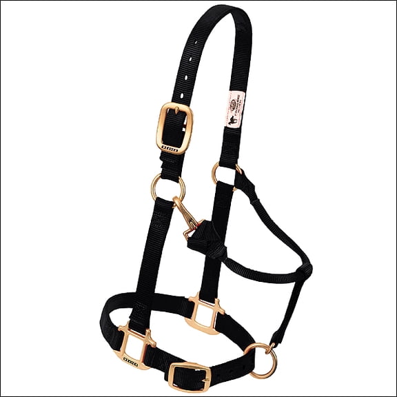 Weaver Leather Adjustable Nylon Halter - Triple-Ply Brass Hardware Black / Yearling