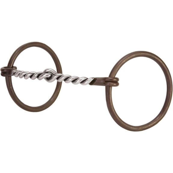 Weaver Leather Professional Ring Snaffle Bit, 5" Mouth Twisted Curved Mouth, Antiqued