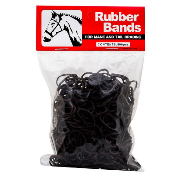 Jeffers Equine Rubber Braiding Bands – 500 Pack Black – Mane & Tail Braiding, Plaiting, Styling, Ponytail Accessories – Safe Grooming Tools for Horses, Ponies – Travel Kit Supplies
